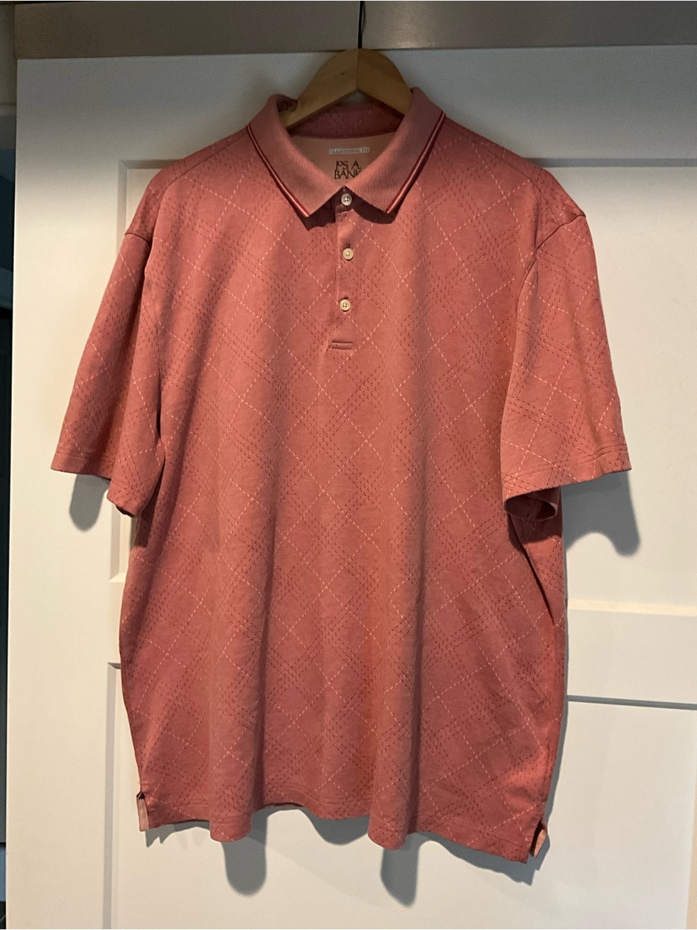 Jos. A. Bank Dusky Rose Diamond-Pattern Polo